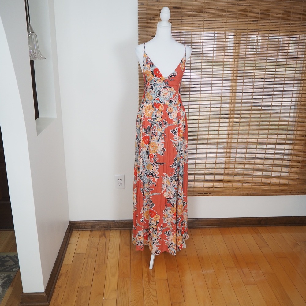 Intimately Free People Through the Vine Pink Floral Printed Maxi Dress Sz Large - Picture 2 of 11